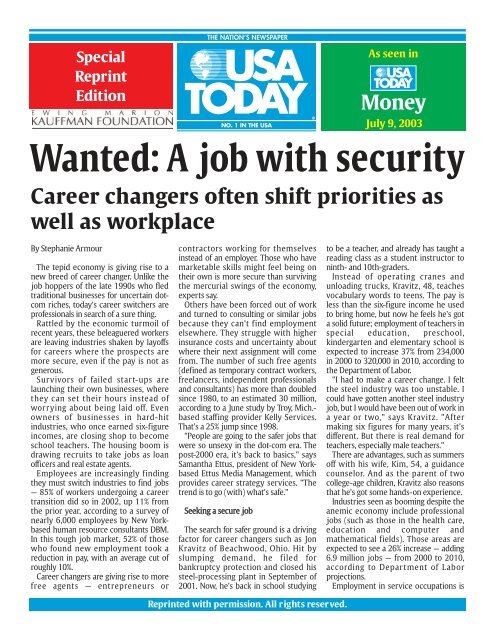 A Job With Security - USA TODAY Education - K-12 Education Online