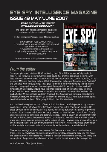 From the editor - Eye Spy Intelligence Magazine