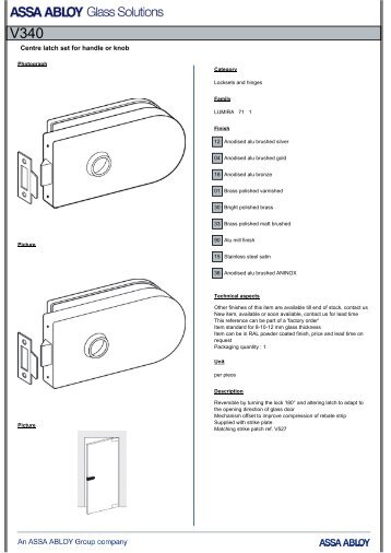 Centre latch set for handle or knob