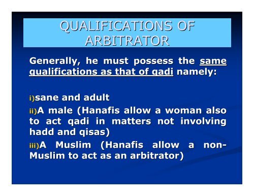 Arbitration in Islamic Law