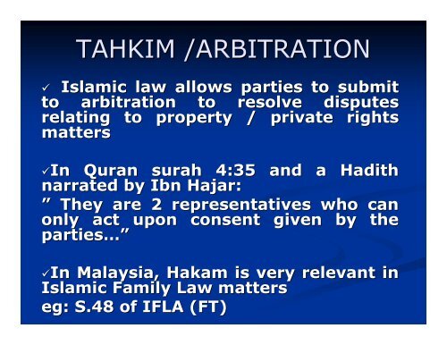 Arbitration in Islamic Law