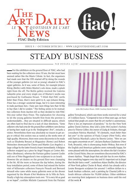 STEADY BUSINESS - Le Quotidien de l'Art