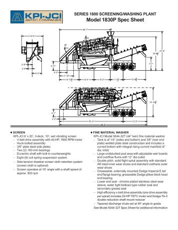 Model 1830P Spec Sheet - KPI-JCI