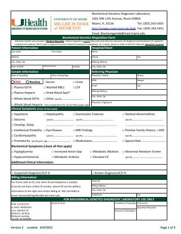 Biochemical Genetics requisition form