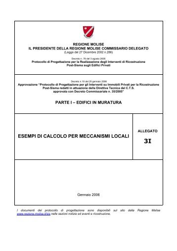 ESEMPI DI CALCOLO PER MECCANISMI LOCALI - Regione Molise