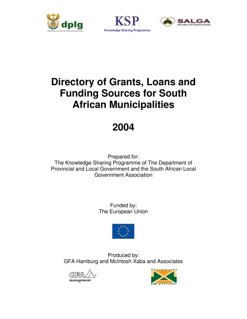 Directory Of Grants Loans And Funding Sources For South African