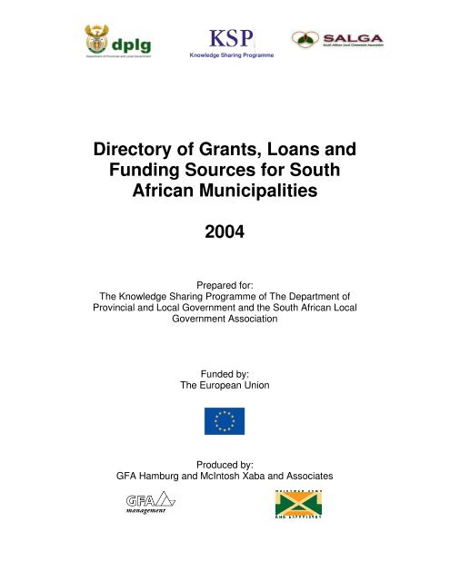 Directory Of Grants Loans And Funding Sources For South African