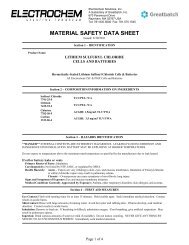 Lithium Sulfuryl Chloride - Excell Battery Company