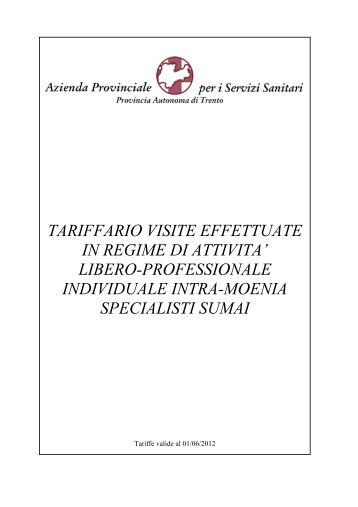 Orari individuali SUMAI aggiornati al 1.6.2012