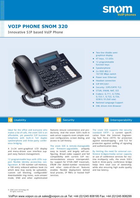 VoIP Phone snom 320 - Linuxkit.co.uk