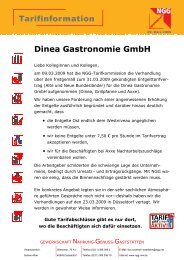 Tarifinformation Dinea Gastronomie GmbH - NGG Landesbezirk NRW