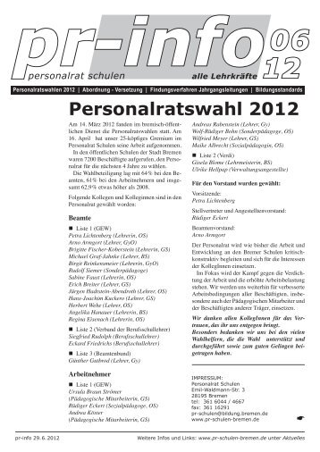 Personalratswahl 2012 - Personalrat Schulen Bremen