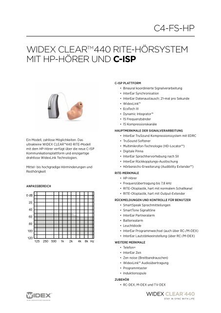 WIDEX CLEARTM440 RITE-HÃ¶RsysTEM MIT HP-HÃ¶RER unD C ...