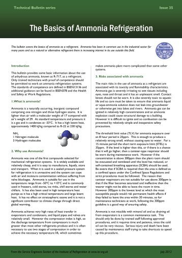 Ammonia Basics for service Engineers (TB35) - Institute of ...