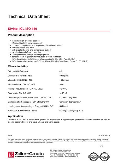 Technical Data Sheet - Zeller+Gmelin GmbH