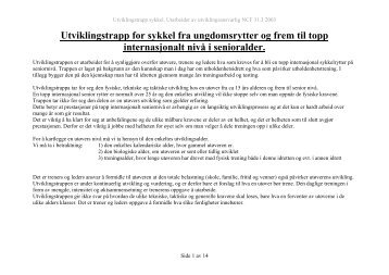 Utviklingstrapp for sykkel fra ungdomsrytter og frem til topp ...