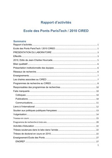 Le rapport 2010 - Centre International de Recherche sur l ...