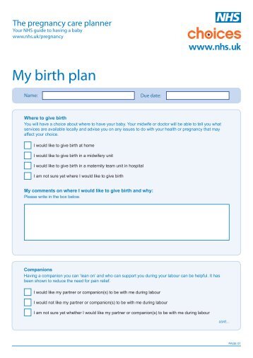 My birth plan - NHS Choices