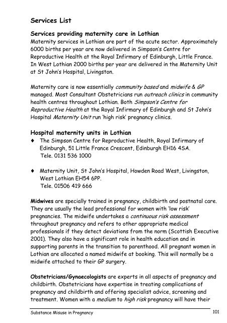 Substance Misuse in Pregnancy - NHS Lothian