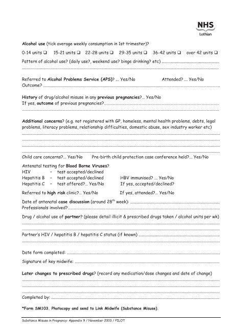 Substance Misuse in Pregnancy - NHS Lothian