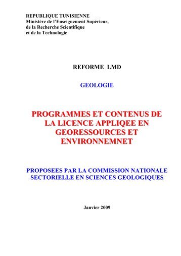 programmes et contenus de la licence appliqee en georessources ...