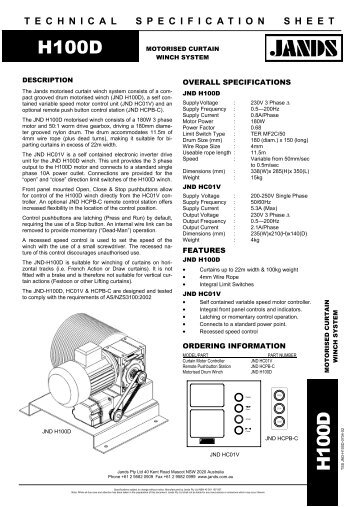 H100D Motorised Curtain Winch System Technical ... - Jands