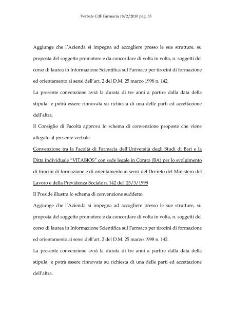 VERBALE DELLA SEDUTA DEL CONSIGLIO DI FACOLTA' DI ...