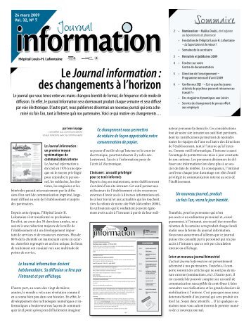 Le Journal information - Institut universitaire en santÃ© mentale de ...