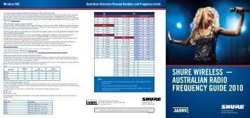 shure wireless australian radio frequency guide 2010 - Jands