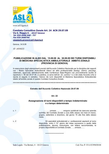 www.asl3.liguria.it Comitato Consultivo Zonale Art. 24 ACN 29.07.09