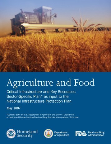 Agriculture and Food CI/KR Sector Specific Plans - The University of ...