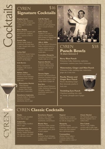 Classic Cocktails - Nicks