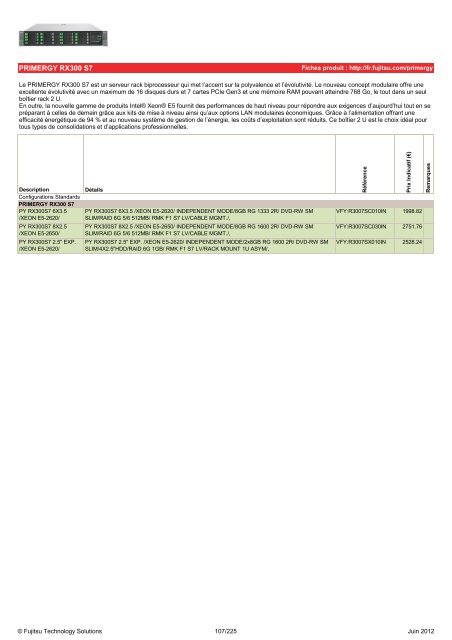 Tarif Fujitsu Technology Solutions - Icecat.biz