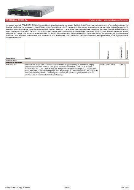 Tarif Fujitsu Technology Solutions - Icecat.biz