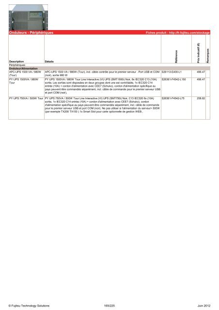 Tarif Fujitsu Technology Solutions - Icecat.biz