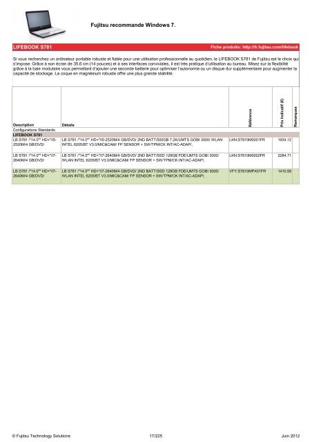 Tarif Fujitsu Technology Solutions - Icecat.biz