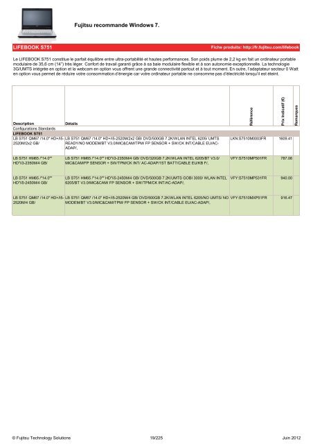 Tarif Fujitsu Technology Solutions - Icecat.biz