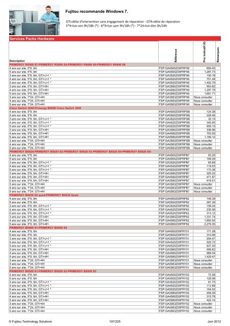 Tarif Fujitsu Technology Solutions - Icecat.biz