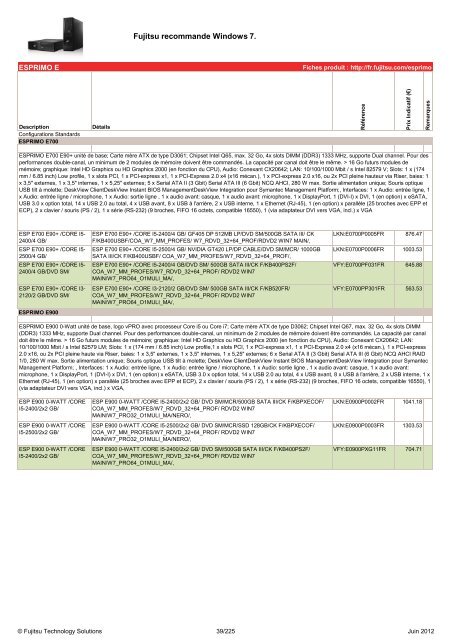 Tarif Fujitsu Technology Solutions - Icecat.biz