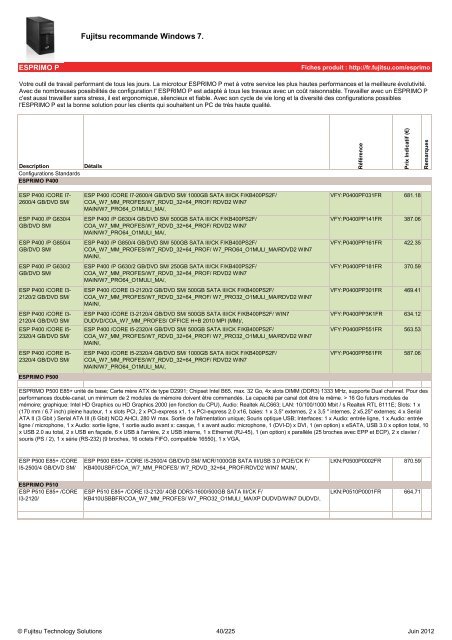 Tarif Fujitsu Technology Solutions - Icecat.biz