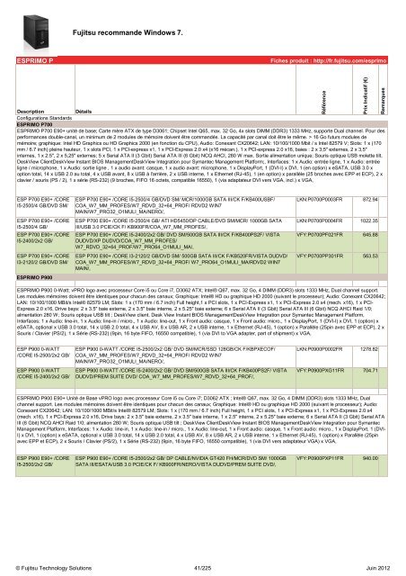 Tarif Fujitsu Technology Solutions - Icecat.biz