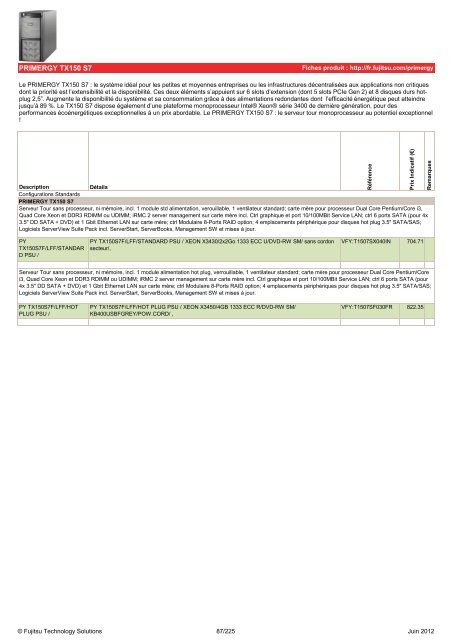 Tarif Fujitsu Technology Solutions - Icecat.biz