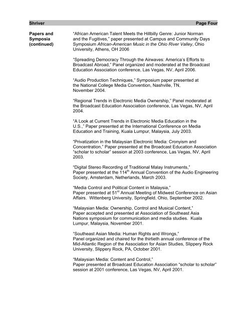 Shriver Papers And Sympos