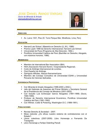 JOSE DANIEL AMADO VARGAS - Instituto Peruano de Arbitraje