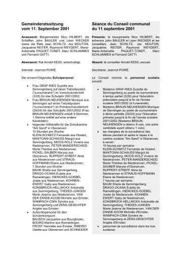 Gemeinderatssitzung vom 11. September 2001 ... - Niederanven