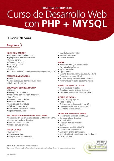 Curso de Desarrollo Web con PHP + MYSQL - CEV