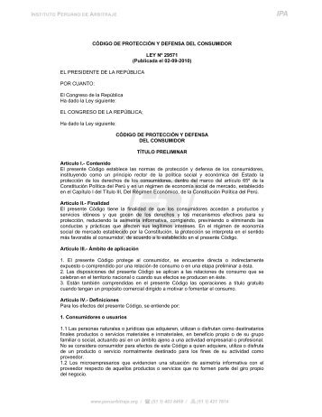 CÃ³digo de ProtecciÃ³n y Defensa del Consumidor - Instituto Peruano ...