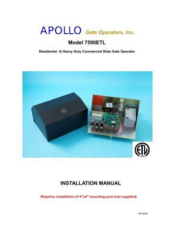 Model 7300 INSTALLATION MANUAL APOLLO Gate Operators, Inc ...