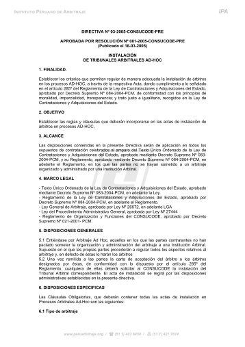 InstalaciÃ³n de tribunales arbitrales ad-hoc - Instituto Peruano de ...