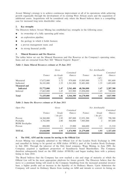 Avocet Mining PLC Prospectus December 2011